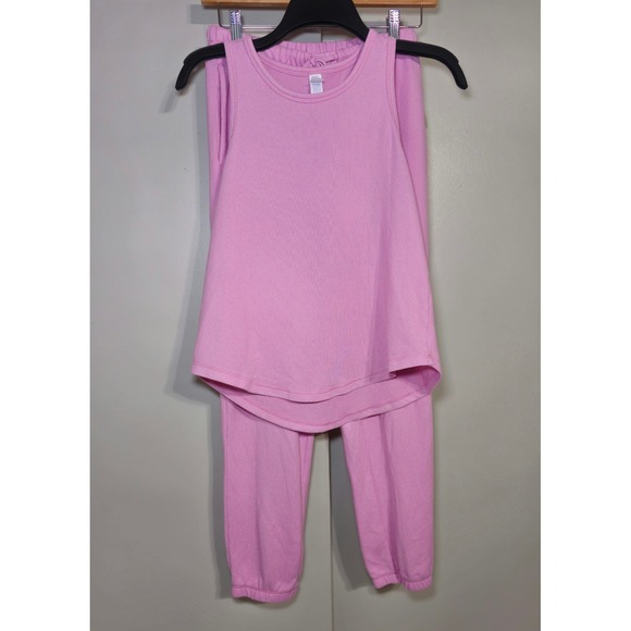 Stars Above Pink Ribbed  Super Soft Tank Top Jogger Pajama Set Size XS EUC - Picture 2 of 8